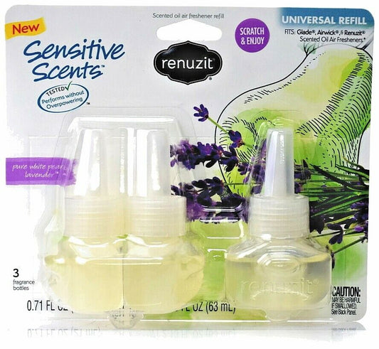 Renuzit Pure White Pear Lavender Air Freshener (3 x Refills) Fits Airwick/Glade