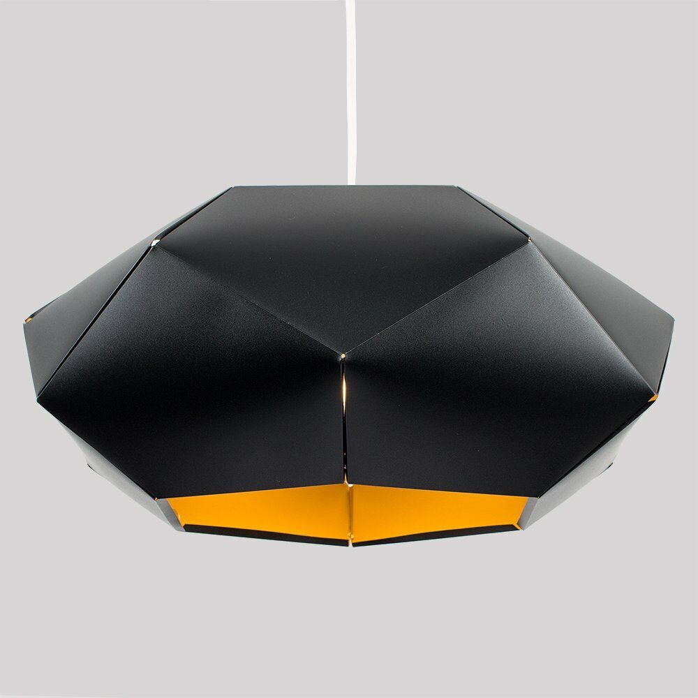 Modern Designer Style Geometric Design Pendant Light Shade (Black & Gold Finish)