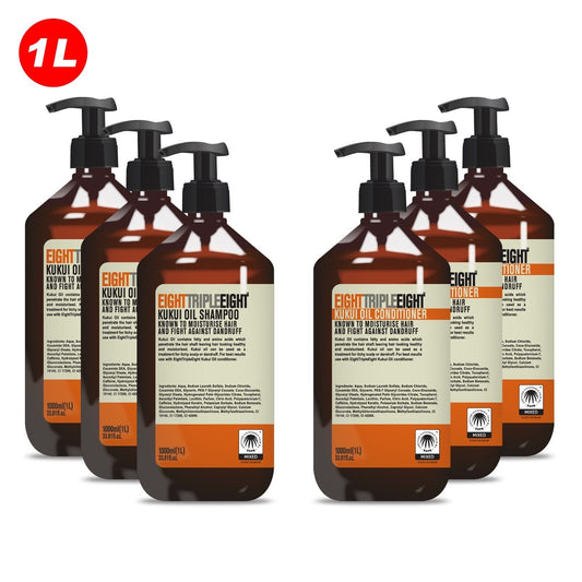 EightTripleEight Kukui Oil- 3x Shampoo  3x Conditioner 1L