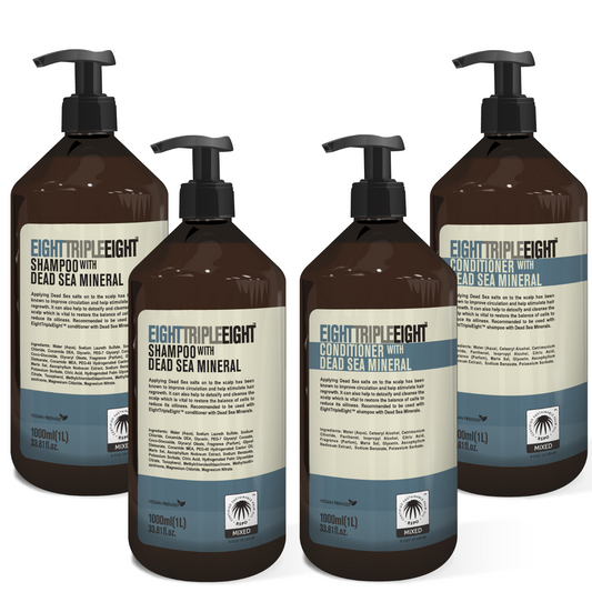 EightTripleEight Dead Sea Mineral Hair Care Set- 2x Shampoo & 2x Conditioner 1L