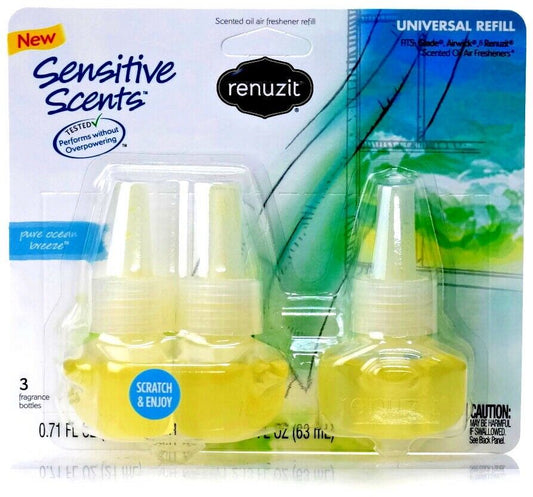 Renuzit Pure Ocean Breeze Air Freshener (3x Refills) Fits Airwick/Glade