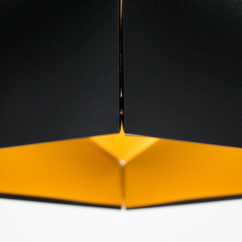 Modern Designer Style Geometric Design Pendant Light Shade (Black & Gold Finish)